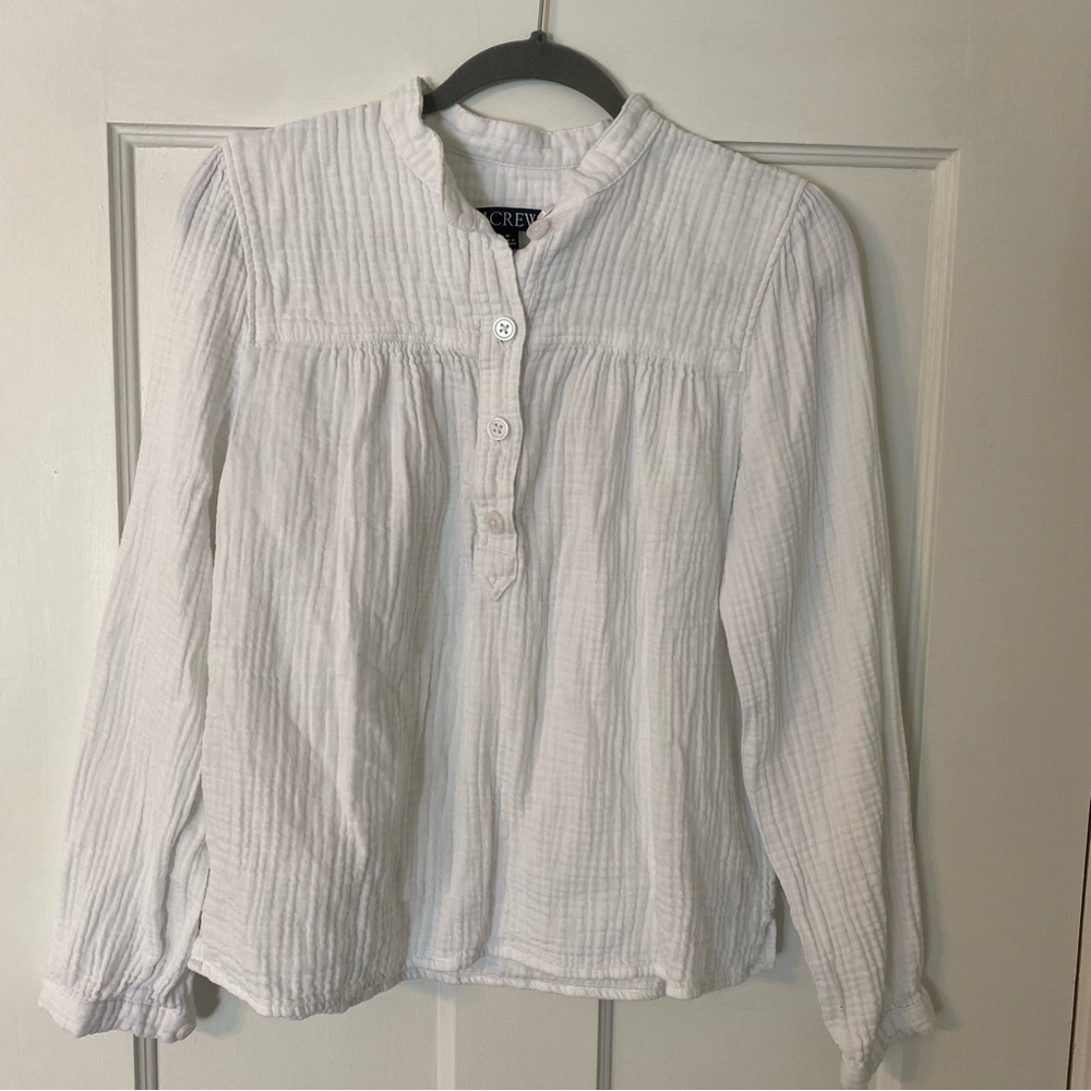 Jcrew cotton gauzy popover shirt white medium